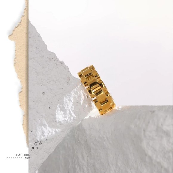 NEW 18K Gold Plated Link Chain Ring - Picture 9 of 10